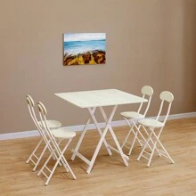 Living And Home Folding Wooden Dining Table - White 80cm W x 80cm D x 74cm H - 查看 4