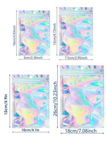 Holographic Colorful Self-Sealing Bags For Jewelry Gift Packaging, Perfect For Holiday Storage And DIY Projects, Thickened OPP Material, Resealable Multi-Purpose Seal Bags Ideal For Christmas, Thanksgiving, New Year, And Valentine's Day Gifts, Stylish Transparent Storage Solution For Accessories And Back To School Essentials