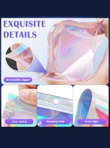 Holographic Colorful Self-Sealing Bags For Jewelry Gift Packaging, Perfect For Holiday Storage And DIY Projects, Thickened OPP Material, Resealable Multi-Purpose Seal Bags Ideal For Christmas, Thanksgiving, New Year, And Valentine's Day Gifts, Stylish Transparent Storage Solution For Accessories And Back To School Essentials