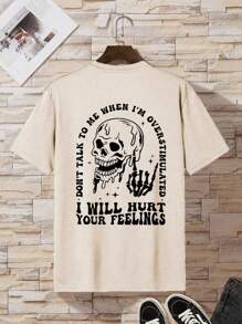 Camiseta holgada con estampado de calavera para mujer NO ME HABLES CUANDO ESTÉ SOBRESTIMULADA, TE LASTIMARÉ LOS SENTIMIENTOS