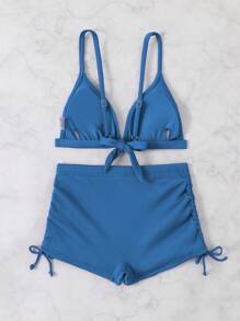 RWX VEST Ribbed Bikini Set With Tie-Up Top And Adjustable Shorts XX512