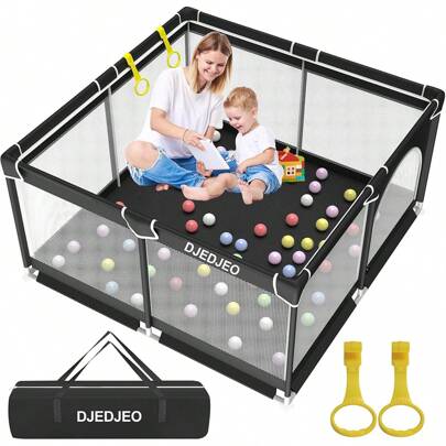 Box Bambini, 127cm Recinto per Bambini con Rete Traspirante e Base Antiscivolo, Centro Attività per Bambini Interni ed Esterni, Robusto e Stabile, Facile da Trasportare e Leggero