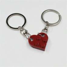 2pcs/Set Minimalist Building Block Heart Shape Separable Keychain, Couple/Friends Gift Valentine's Day Valentines Car Accessories Bag Charm School Cute Goth Y2k