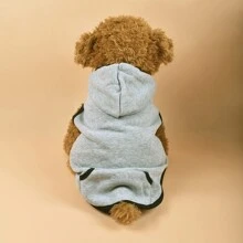 1 chiếc áo nỉ trùm đầu giữ ấm họa tiết tương phản giản dị dành cho chó - Xám - Xem 11