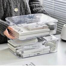 1 件装亚克力透明桌面收纳盒带盖，文件整理盒带盖，适用于办公室 - 均碼 - 查看 11