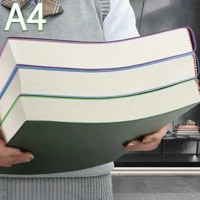 1 adet A4 Ekstra Büyük Defter, 180 Sayfa/360 Sayfa, Yüksek Kaliteli PU Deri, Retro Stil, Yumuşak Kapak, Çince Metin, Ödev, Toplantı Notları, Seyahat, Hediyeler, Çalışma ve Okula Dönüş İçin Uygun