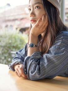 CITIZEN 女士休闲正装手表，带电量不足警告功能，28 毫米水晶蓝色表盘，不锈钢表链 EM0840-59N - 紫色 - 查看 4