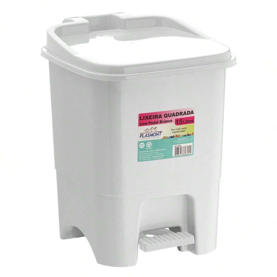 1 Floor Pedal Bin 15L Home Cleaning Accessory - trắng - Xem 1