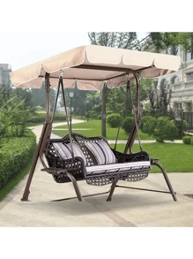 1pc Outdoor Swing Canopy, Garden Patio Yard Swing Top Cover, Oxford Cloth With Waterproof Silver Coating, Protects Swing From Rain, Snow, Dust And Leaves, All-Season (5000mm Waterproof)