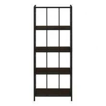 Bookshelf, Bookcase, Etagere, 4 Tier, 62"H, Office, Bedroom, Brown Laminate, Black Metal, Contemporary, Modern,Good Furniture
