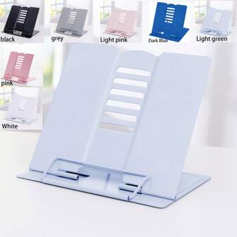 1pc Desk Book Stand Metal Reading Rest Book Holder Adjustable Cookbook Documents Holder Portable Sturdy Bookstands For Recipes Textbooks Tablet Music Books With Page Clips