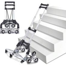 Folding Hand Truck Aluminium Stair Climbing Cart With 10 Wheels Lightweight Collapsible Dolly Truck Portable Hand Trolley With Cord For Indoor Outdoor Travel Shopping Outdoor Decor