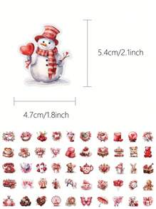 50 Pcs Romantic Valentine's Day Gift Stickers, Waterproof PET Decorative Stickers For Gift Boxes, Diary, Notebook, Mobile Phone Case, Laptop, Cup Back To School