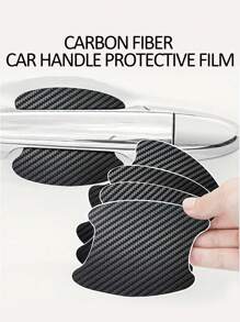 4 Pcs Universal Carbon Fiber Car Door Handle Protector - Scratch Resistant Adhesive Film - Multicolor - View 2