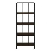 Bookshelf, Bookcase, Etagere, 4 Tier, 62"H, Office, Bedroom, Brown Laminate, Black Metal, Contemporary, Modern,Good Furniture