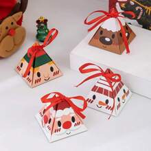 12pcs/Set Christmas Gift Boxes, Triangle Santa Claus Face Candy Gift Boxes Christmas Decorations Christmas Decor Christmas Gifts Christmas Party Supplies Christmas Gift Bags Christmas Bags Christmas Stickers - Multicolor - View 4