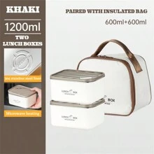 Juego de fiambrera de acero inoxidable 304 con bolsa aislante, diseño sencillo, adecuado para el almuerzo en el trabajo/escuela, cafetería, almacenamiento de alimentos en el refrigerador, apto para lavavajillas, útiles escolares