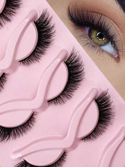 Hinarin 5 Paar Katzenauge Wimpern 3D Falsche Wimpern Flaum Wimpern Natürliches Aussehen 15mm D Curl Wimpernverlängerung 6D Effekt Dicke Fuchsauge Wimpern Künstliche Wimpern Streifen Wimpern, Wimpern, Wimpern, Falsche Wimpern