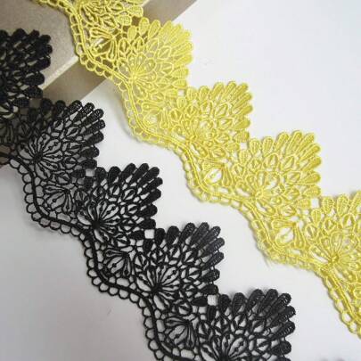 Flower Lace Edge Trim Ribbon 7 Cm Width Vintage Edging Trimmings Fabric Embroidered Applique Sewing Craft Wedding Dress Embellishment DIY Party Decor Clothes Embroidery