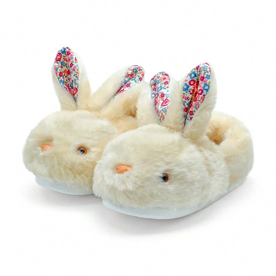 Women Cute Bunny Slippers Cozy Cartoon Animals Slippers Fluffy Plush ...