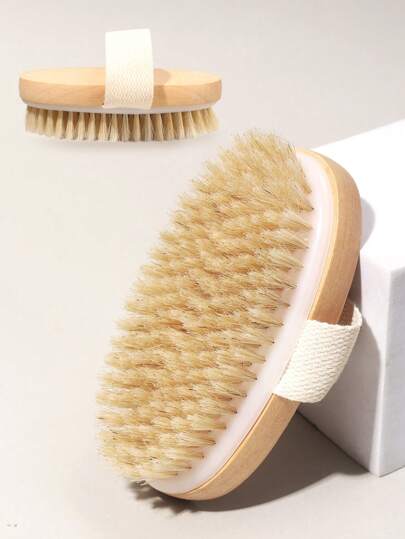 Natural Borst Dry Skin Body Brush - Exfolierande kroppsskrubb för torr hud, förbättrar blodcirkulationen, förebygger inåtväxande hår, minskar akne och celluliter