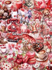 50 Pcs Romantic Valentine's Day Gift Stickers, Waterproof PET Decorative Stickers For Gift Boxes, Diary, Notebook, Mobile Phone Case, Laptop, Cup Back To School