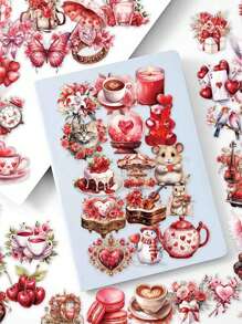50 Pcs Romantic Valentine's Day Gift Stickers, Waterproof PET Decorative Stickers For Gift Boxes, Diary, Notebook, Mobile Phone Case, Laptop, Cup Back To School