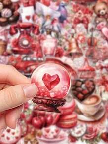 50 Pcs Romantic Valentine's Day Gift Stickers, Waterproof PET Decorative Stickers For Gift Boxes, Diary, Notebook, Mobile Phone Case, Laptop, Cup Back To School