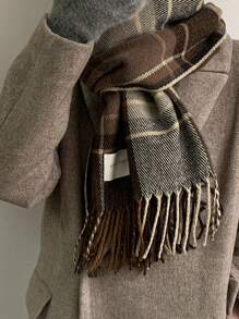 1pc Men's Plaid Scarf For Autumn/Winter, Versatile, Warm And Simple Design