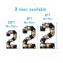 1 个大型马赛克 3D 数字气球框架，引人注目的马赛克数字框架，高度 2.3 英尺/3 英尺/4 英尺，适合 1 岁生日、1 周年纪念装饰，非常适合周年纪念/生日/庆祝活动 - 彩色 - 查看 11