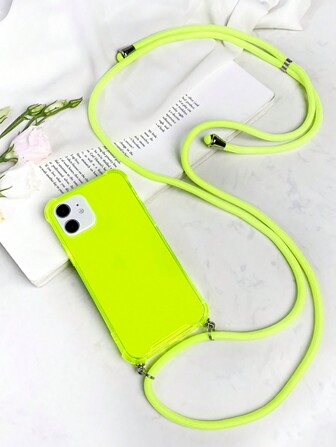 Étui de téléphone bandoulière en pomme, étui de téléphone unicolore avec lanière