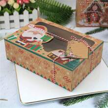18 stuks Kerstmis Nieuwe Koekjes Geschenkdoos Set Met PVC Venster - Kraft Papier Peperkoek & Snoep Container, Geschikt Voor Vakantie Feest Geschenken