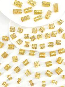 Bộ phụ kiện tóc 80 món, trang sức hợp kim tròn thanh lịch và dễ thương cho tóc tết và tóc tết kiểu dreadlock, kẹp kim loại có thể điều chỉnh với thiết kế rỗng - Vàng - Xem 5