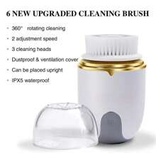 Máy rửa mặt điện 3 trong 1 siêu âm, làm sạch sâu lỗ chân lông, lông mềm, massage, tẩy tế bào chết, làm sạch lớp trang điểm, rửa mặt - trắng - Xem 7