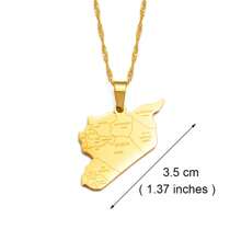 1pc Map With City Name Silver Color / Gold Color Charms Pendant Necklaces Syrians Jewelry