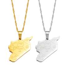 1pc Map With City Name Silver Color / Gold Color Charms Pendant Necklaces Syrians Jewelry