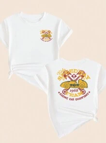 Women's Cotton T-Shirt Blouse Car Streetwear Style Breathable Comfort Summer T-Shirt - 白色 - 查看 1