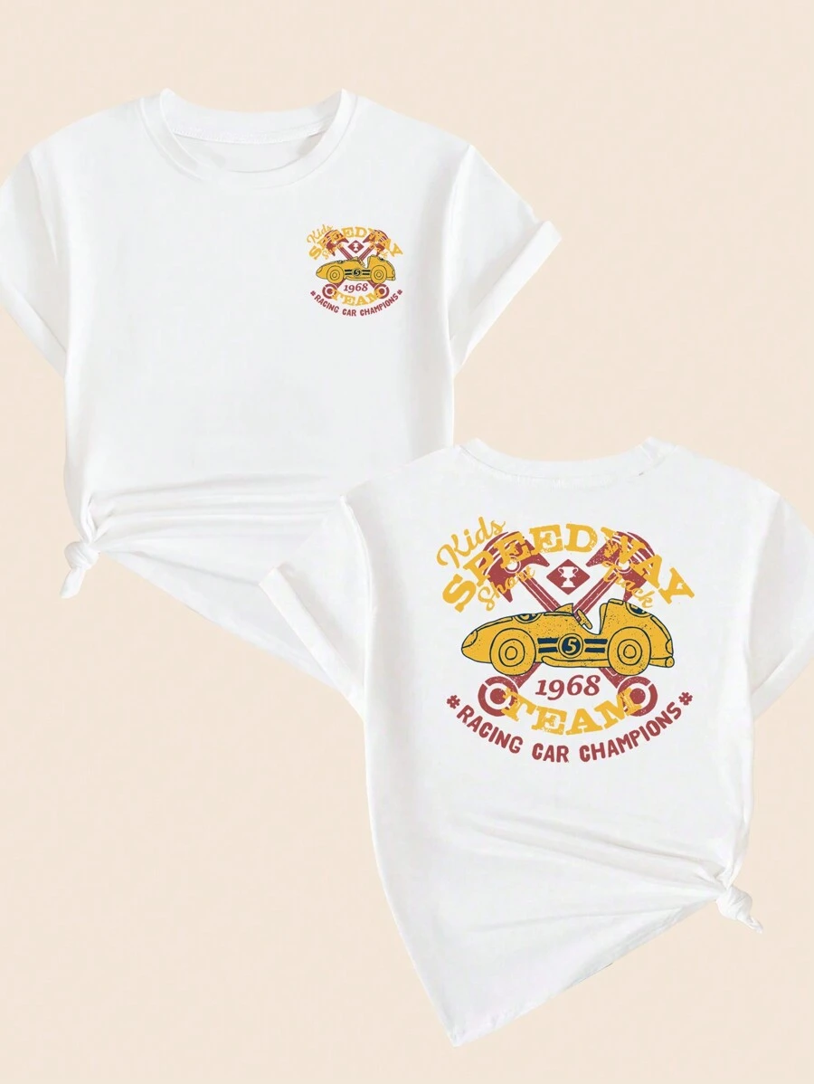 Women's Cotton T-Shirt Blouse Car Streetwear Style Breathable Comfort Summer T-Shirt - 白色 - 查看 1