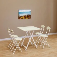 Living And Home Folding Wooden Dining Table - White 70cm W x 70cm D x 74cm H - 查看 3