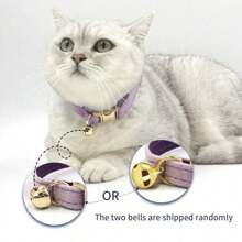 Customized: Luxury Velvet Sky Blue Personalized Cat Collar Bow Tie Leash Set, Customized Cat/Dog Name Tag, Comes With Golden Bell, Pet Engraved Gift - Multicolor - View 9