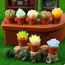 8 Stück Mini lachende Gesicht Sukkulenten Figuren, Polyresin realistische 3D Moos Dekor, geeignet für Heimdekoration Miniaturlandschaft, Schreibtischzubehör, Armaturenbrett, Outdoor-Feengarten DIY Handwerkskunst