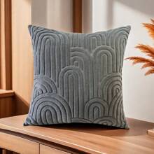 1 件优雅弧形花卉图案提花针织抱枕套，适用于沙发、卧室、汽车、家居装饰，18 英寸 X 18 英寸靠垫套，带隐形拉链（不含枕芯）