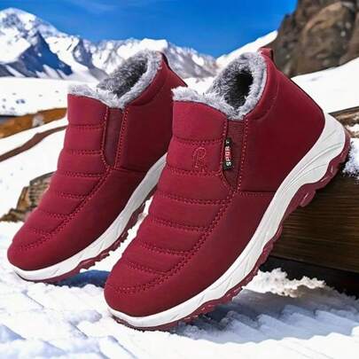 Botas de nieve para mujer, botines con cremallera lateral, botas de invierno impermeables, botas de moda