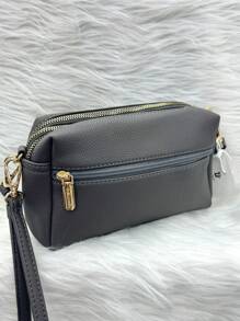 Women's Adjustable Crossbody Bag With 3 Compartments And Strap, Small Lightweight Bag - 灰色 - 查看 3