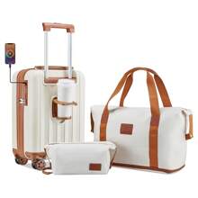Joyway Juego de equipaje Imiomo expandible, maleta de mano con puerto USB, portavasos, cerradura TSA, maleta de viaje durable, impermeable