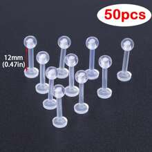 10-50pcs Clear Acrylic Lip Ring Piercing, Simple Style, Flexible Bar Body, 6/8/10/12mm, Uncoated, No Setting, Men's Body Piercing Jewelry, Ear Cartilage Tragus Helix Retainer Earrings - Lip Studs - View 13