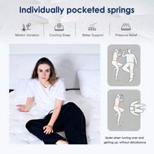 DlandHome 10/12" Innerspring Mattress, Boxed Mattress, Powerful Edge Support, Medium Firm 4 Mattress Sizes, In A Box, White - 12吋厚度 - 查看 8