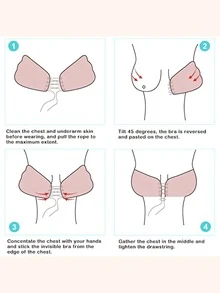 1 对女士胸罩无肩带硅胶粘性隐形聚拢自粘乳头贴婚纱聚拢吊带连衣裙乳头贴 - 黑色 - 查看 7