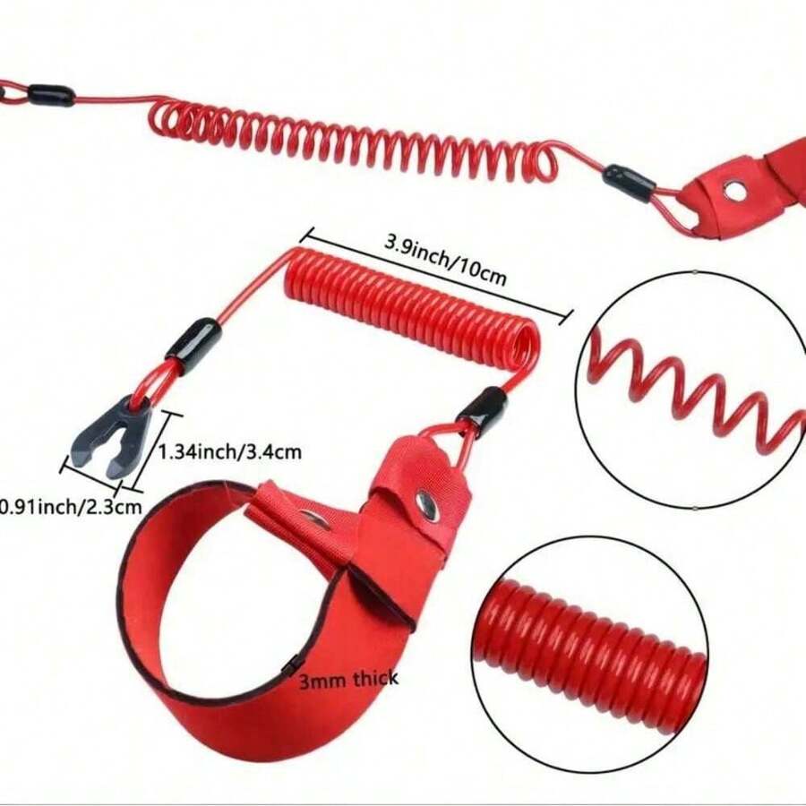 1pc Motorboat Flameout Rope Outboard Engine Flameout Switch Rope - Red - View 1