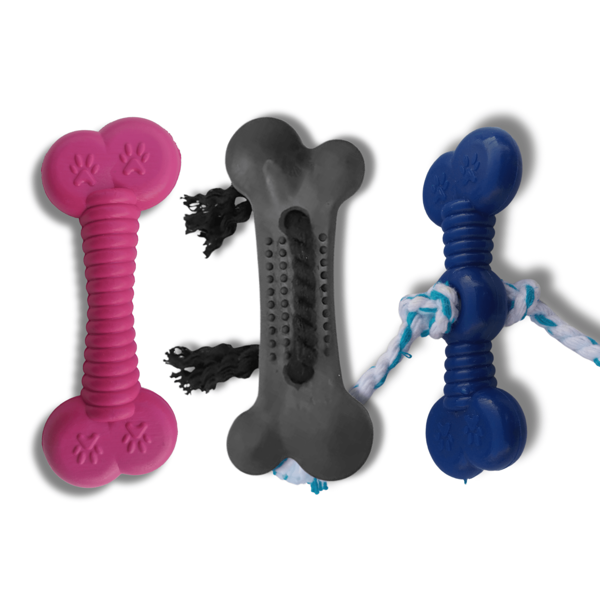 3 Ossinhos M Mordedor Cachorro Brinquedo Pet Osso Grande